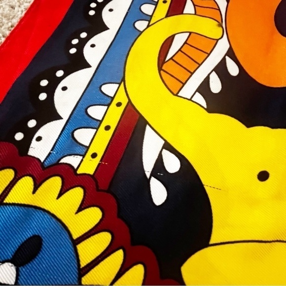 Batik Elephant Shawl Orange Pashmina Mod Colorful Indian Boho Festival Light - Picture 6 of 10